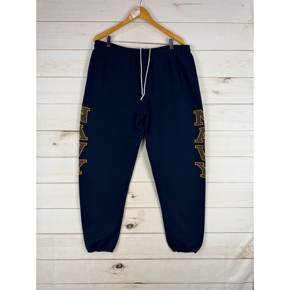 Vintage US Navy Originals Sweatpants XL Navy Blue Yellow Graphic Made in USA